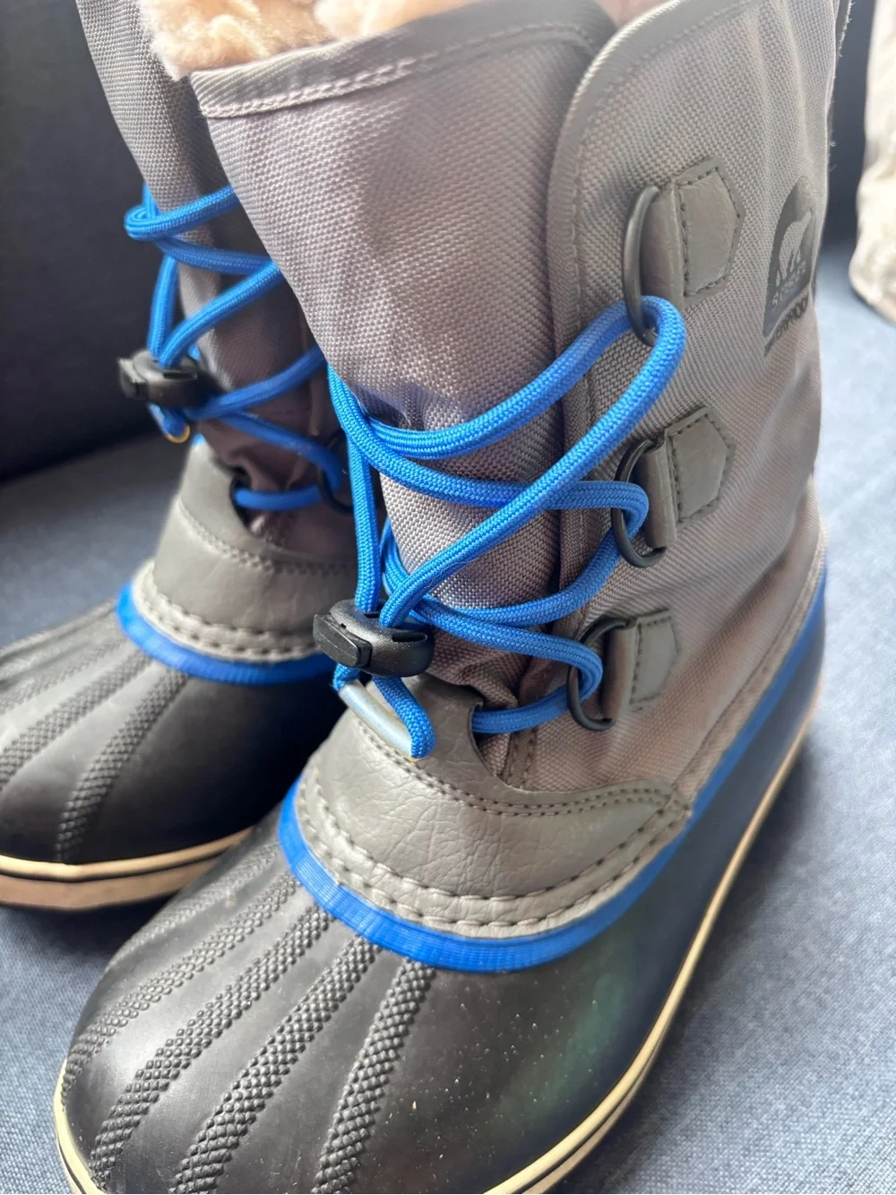 Waterproof Sorel Kids Gray & Blue Winter Snow Boots